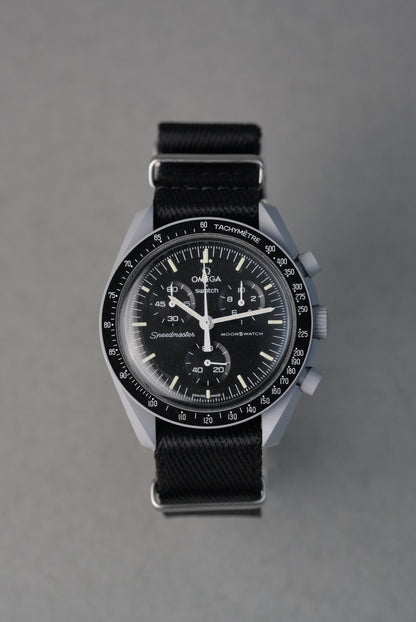 MoonSwatch Moon Military Fabric Strap – Black