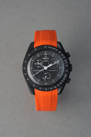 MoonSwatch Snoopy Rubber Woven Strap — Orange