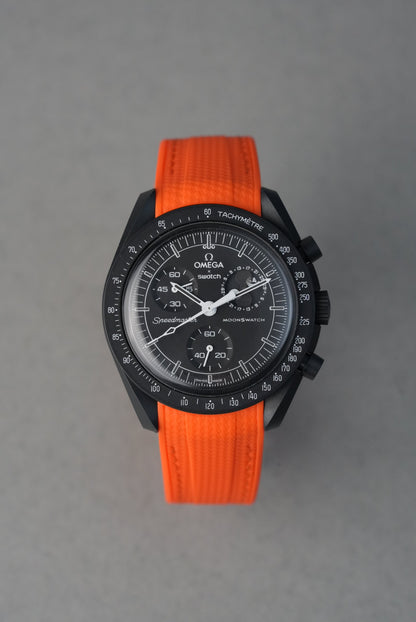 MoonSwatch Snoopy Rubber Woven Strap — Orange