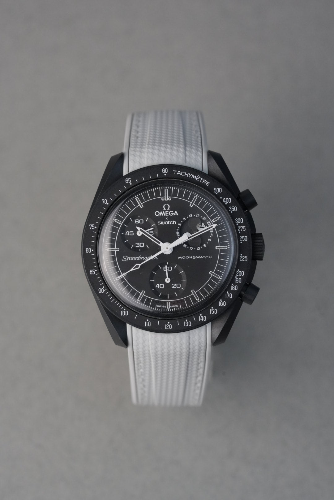 Rubber Curved Strap for Omega x Swatch MoonSwatch – Mission to the MoonPhase – Light Grey