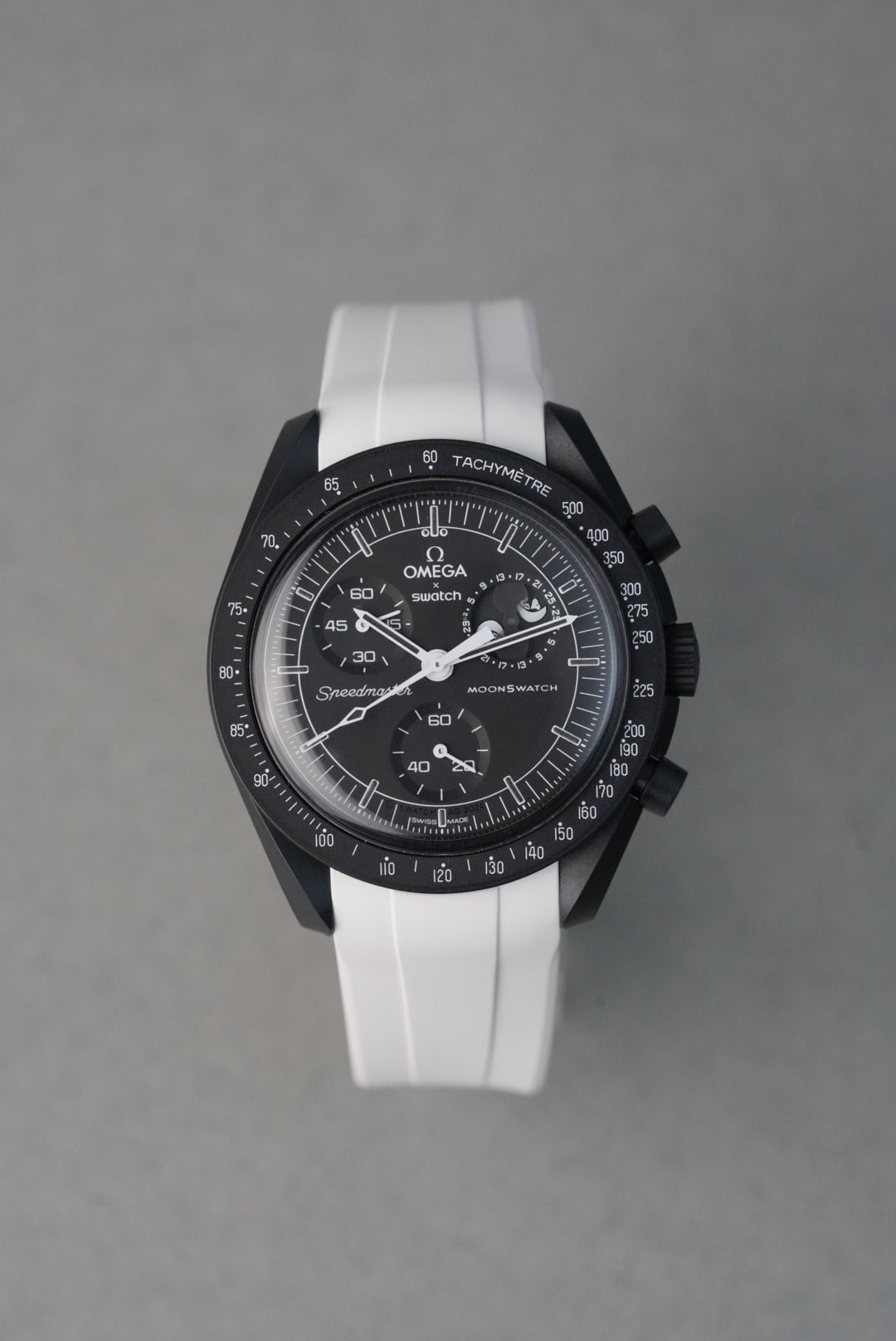 FKM Curved Strap for Omega x Swatch MoonSwatch – Mission to the MoonPhase – White