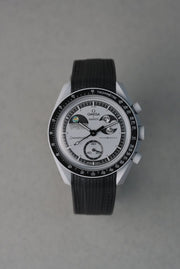 Rubber Curved Strap for Omega x Swatch MoonSwatch – Mission to EarthPhase – Black with Black Stitch