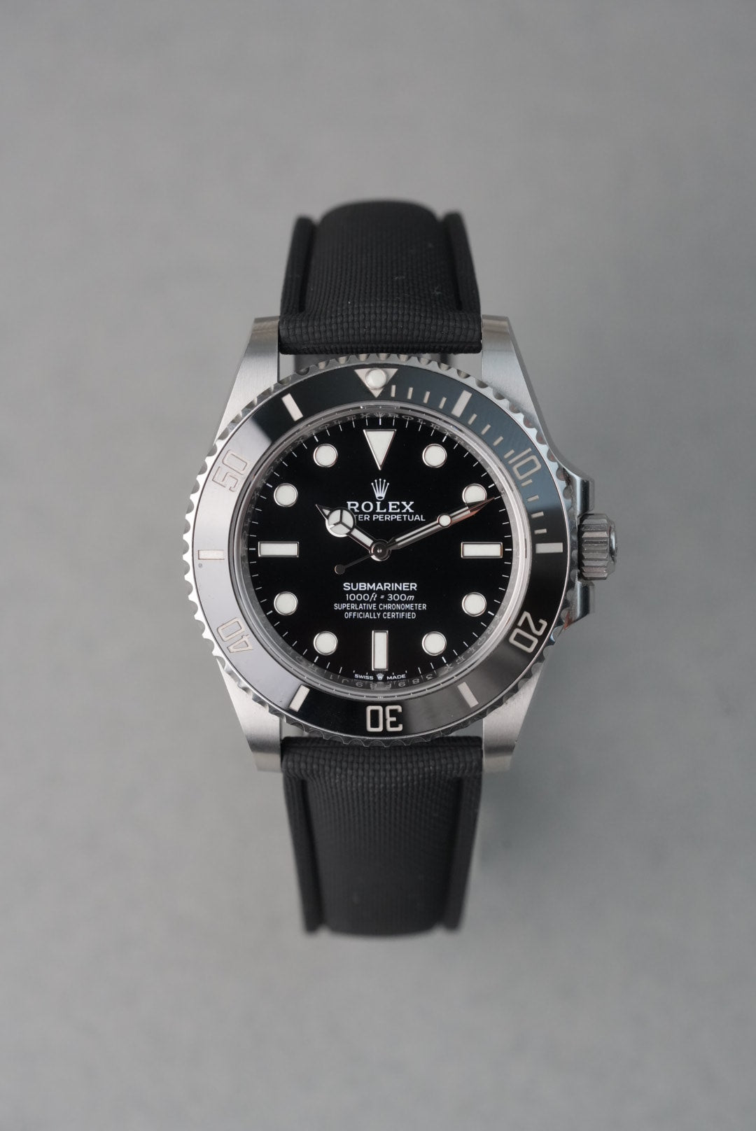 Sailcloth Effect FKM Rubber Strap with Deployant Clasp - For Rolex Submariner - Black
