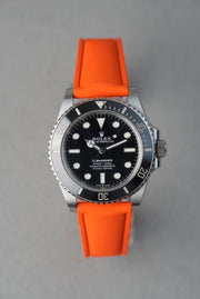 Sailcloth Effect FKM Rubber Strap with Deployant Clasp - For Rolex Submariner - Orange