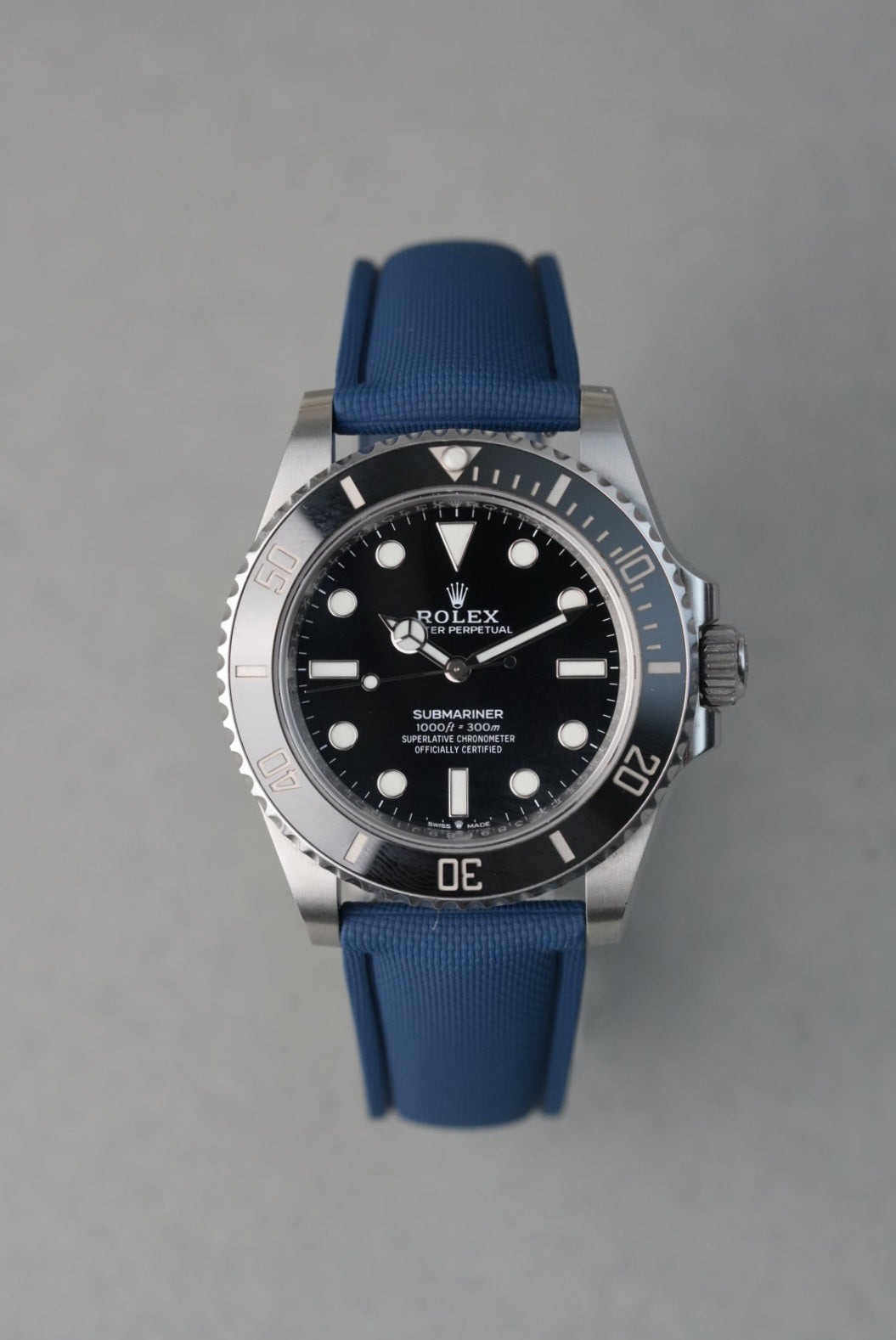 Sailcloth Effect FKM Rubber Strap with Deployant Clasp - For Rolex Submariner - Navy