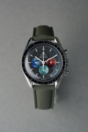Sailcloth Effect FKM Rubber Strap with Deployant Clasp - For OMEGA Speedmaster - Khaki