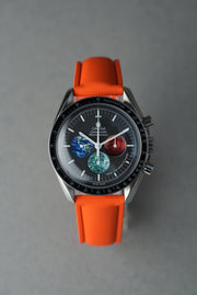 Sailcloth Effect FKM Rubber Strap with Deployant Clasp - For OMEGA Speedmaster - Orange