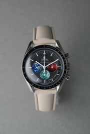 Sailcloth Effect FKM Rubber Strap with Deployant Clasp - For OMEGA Speedmaster - Cream