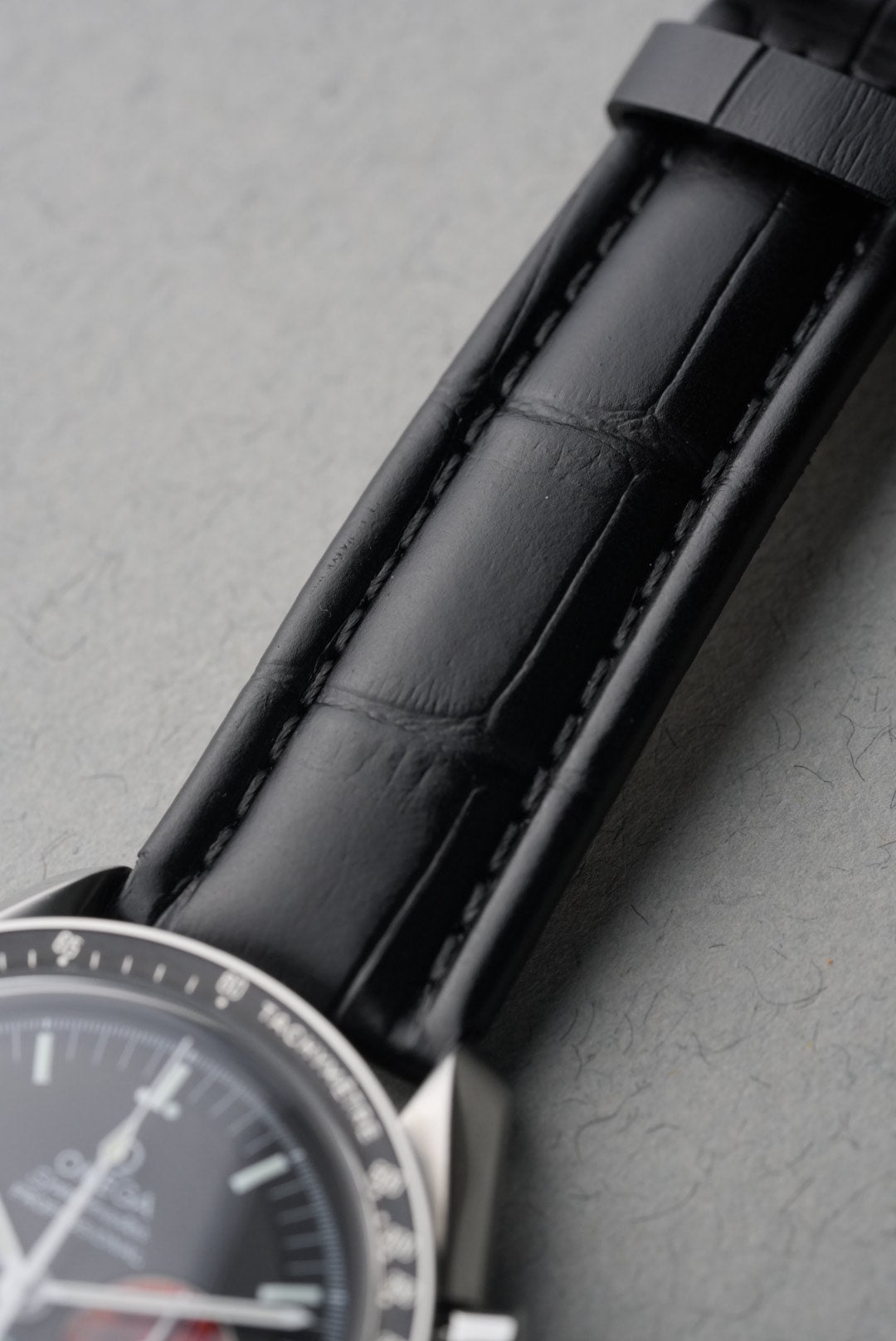 Embossed Leather Strap for Omega Speedmaster Professional – Black