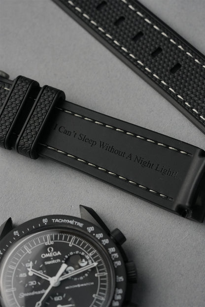 MoonSwatch Snoopy Engraved Rubber Strap — "I Can't Sleep Without A Night Light"