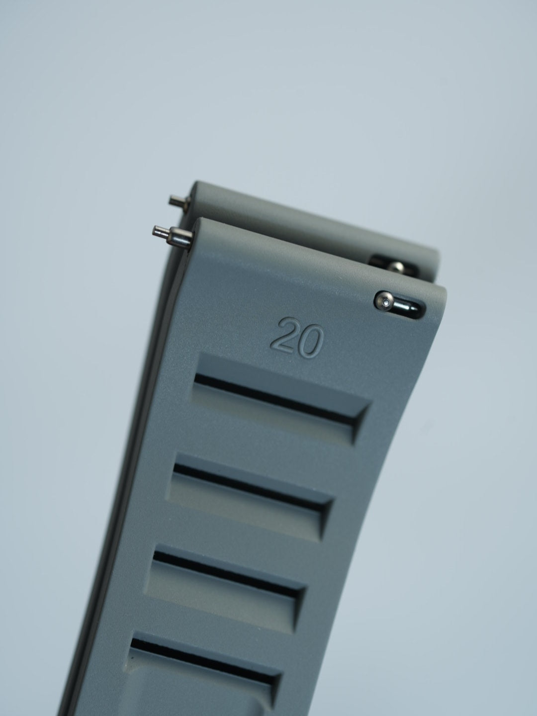 High-quality grey FKM rubber strap with quick-release spring bars, designed for easy installation on Omega x Swatch MoonSwatch and other watches