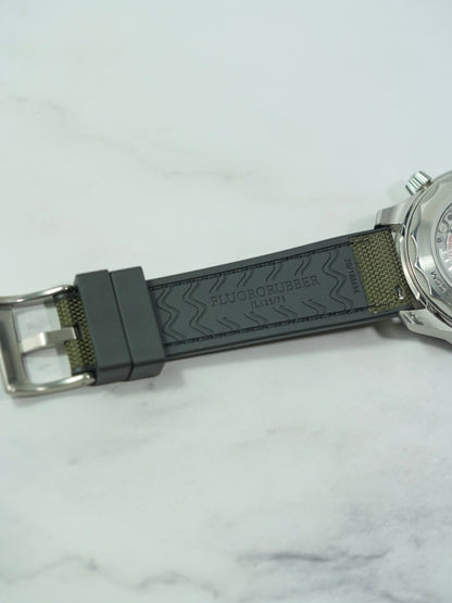 Back view of the strap, featuring the quick-release mechanism and laser-engraving