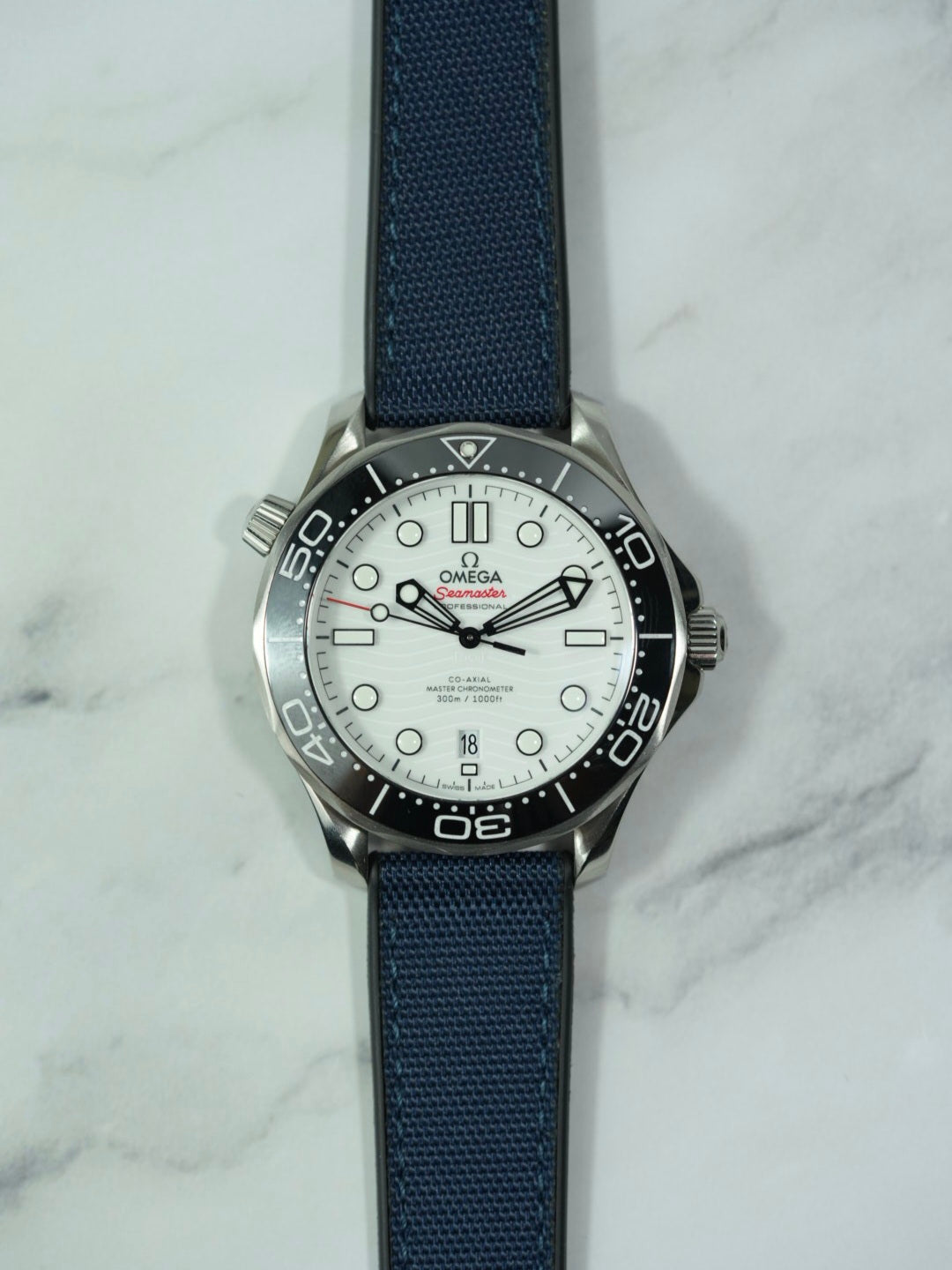 Sailcloth Hybrid Strap for OMEGA Seamaster Diver 300M - Sapphire