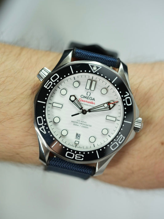 Sailcloth Hybrid Strap for OMEGA Seamaster Diver 300M – Navy