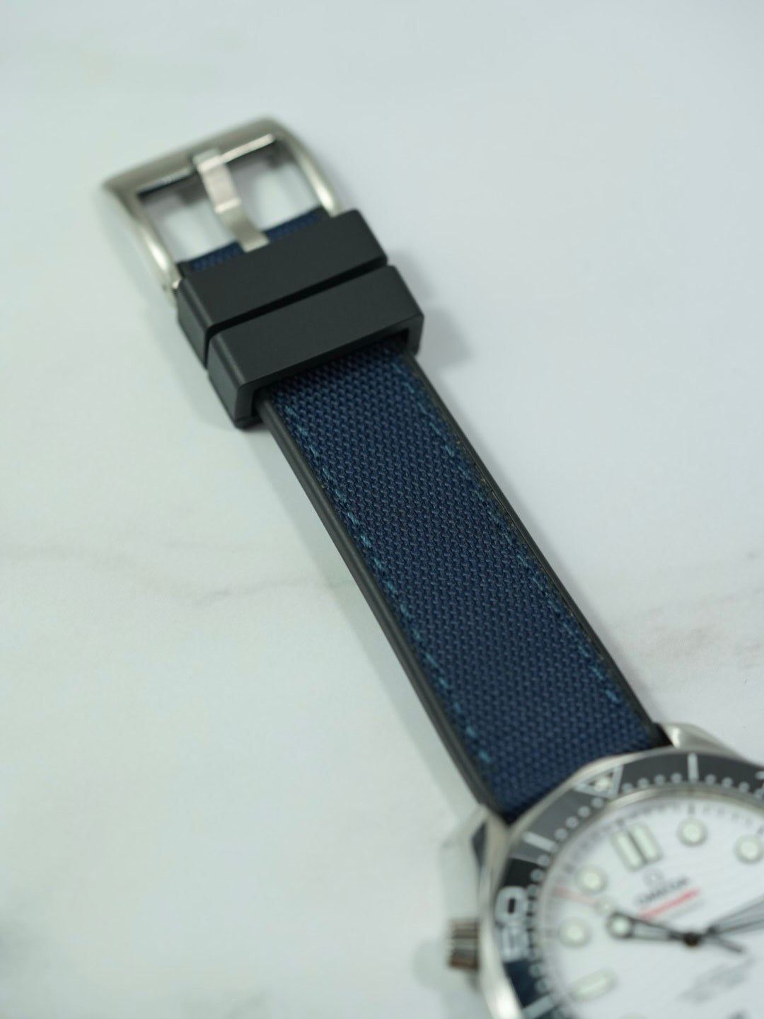 Sailcloth Hybrid Strap for OMEGA Seamaster Diver 300M - Sapphire