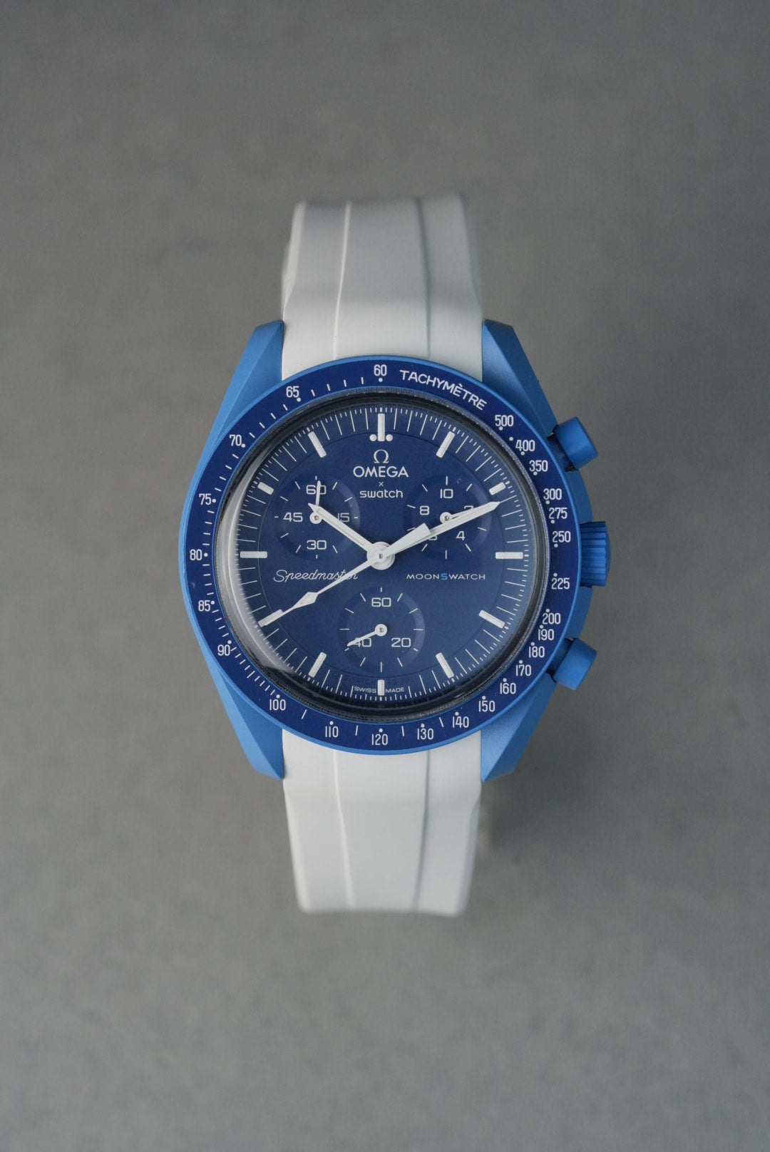 FKM Curved Strap for Omega x Swatch MoonSwatch – Mission to Neptune – White