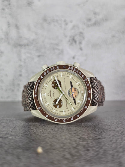 MoonSwatch Saturn Tweed Strap — Brown Herringbone