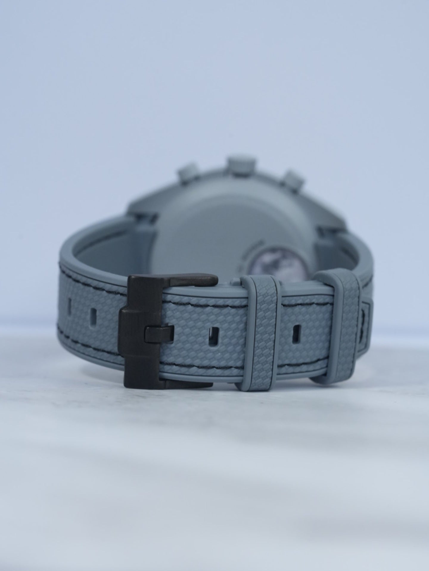 Omega X Swatch EarthPhase "Galileo" MoonSwatch Strap: Grey & Black Rubber Woven