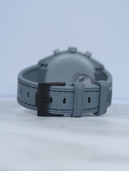 Omega X Swatch EarthPhase MoonSwatch Strap: Grey & Black Rubber Woven