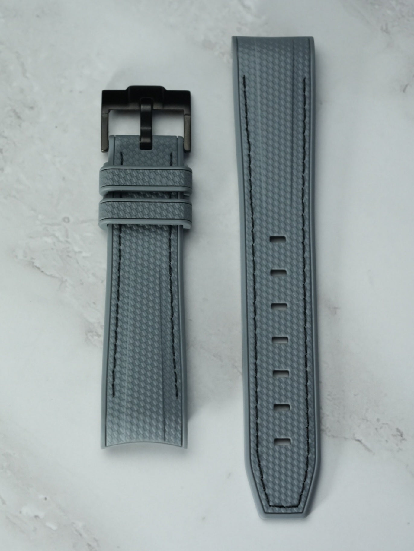 Omega X Swatch EarthPhase "Galileo" MoonSwatch Strap: Grey & Black Rubber Woven