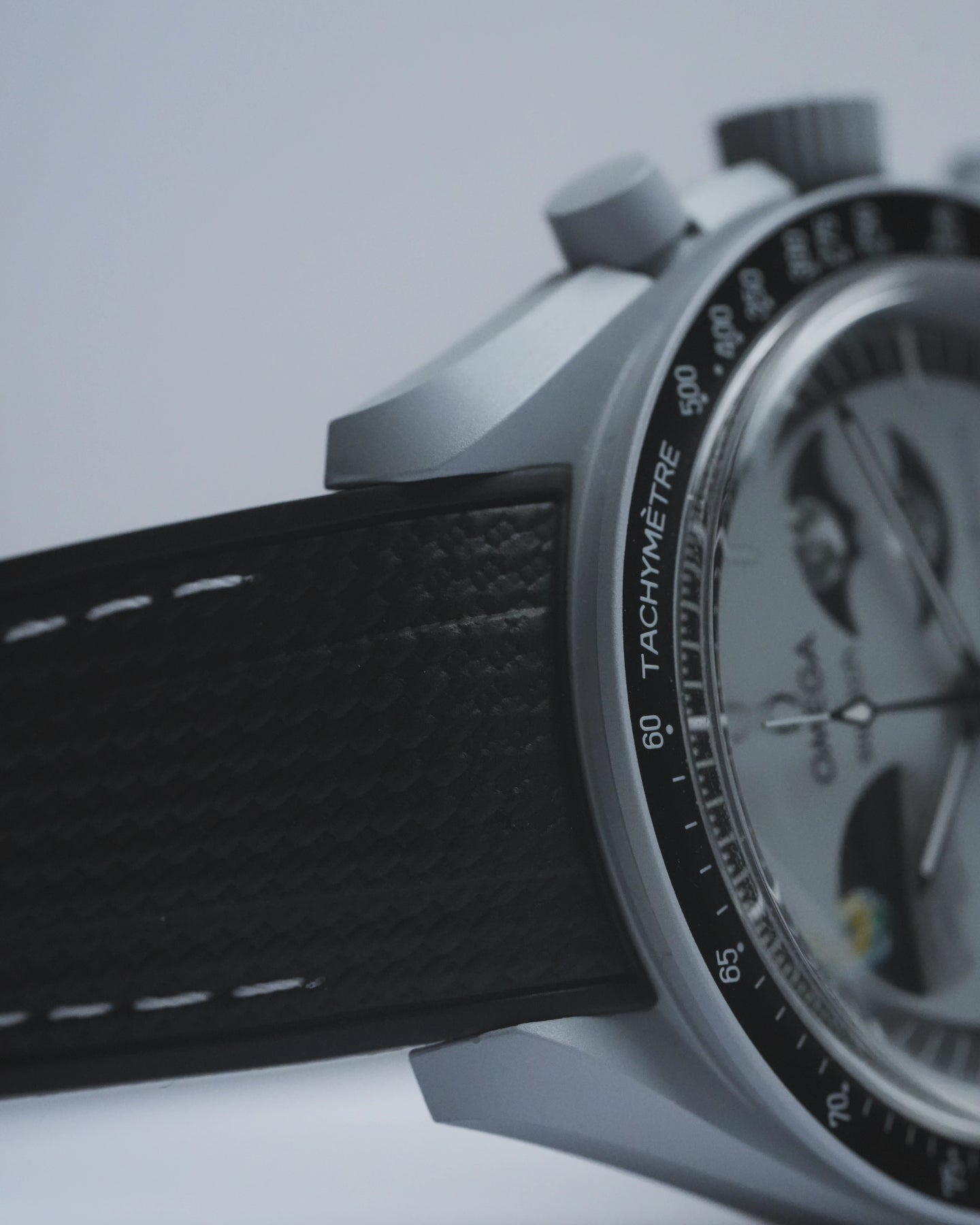 Omega X Swatch EarthPhase MoonSwatch Strap: Black & White Rubber Woven