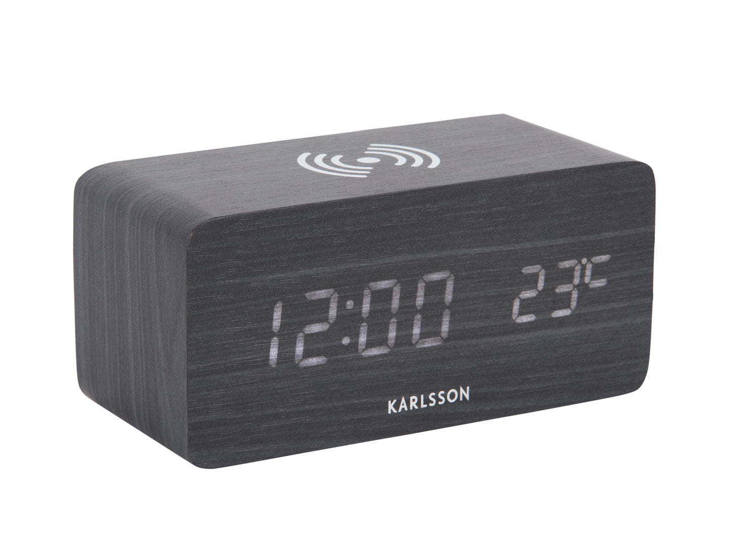 Block Alarm Clock with LED Display and Wireless Phone Charger
