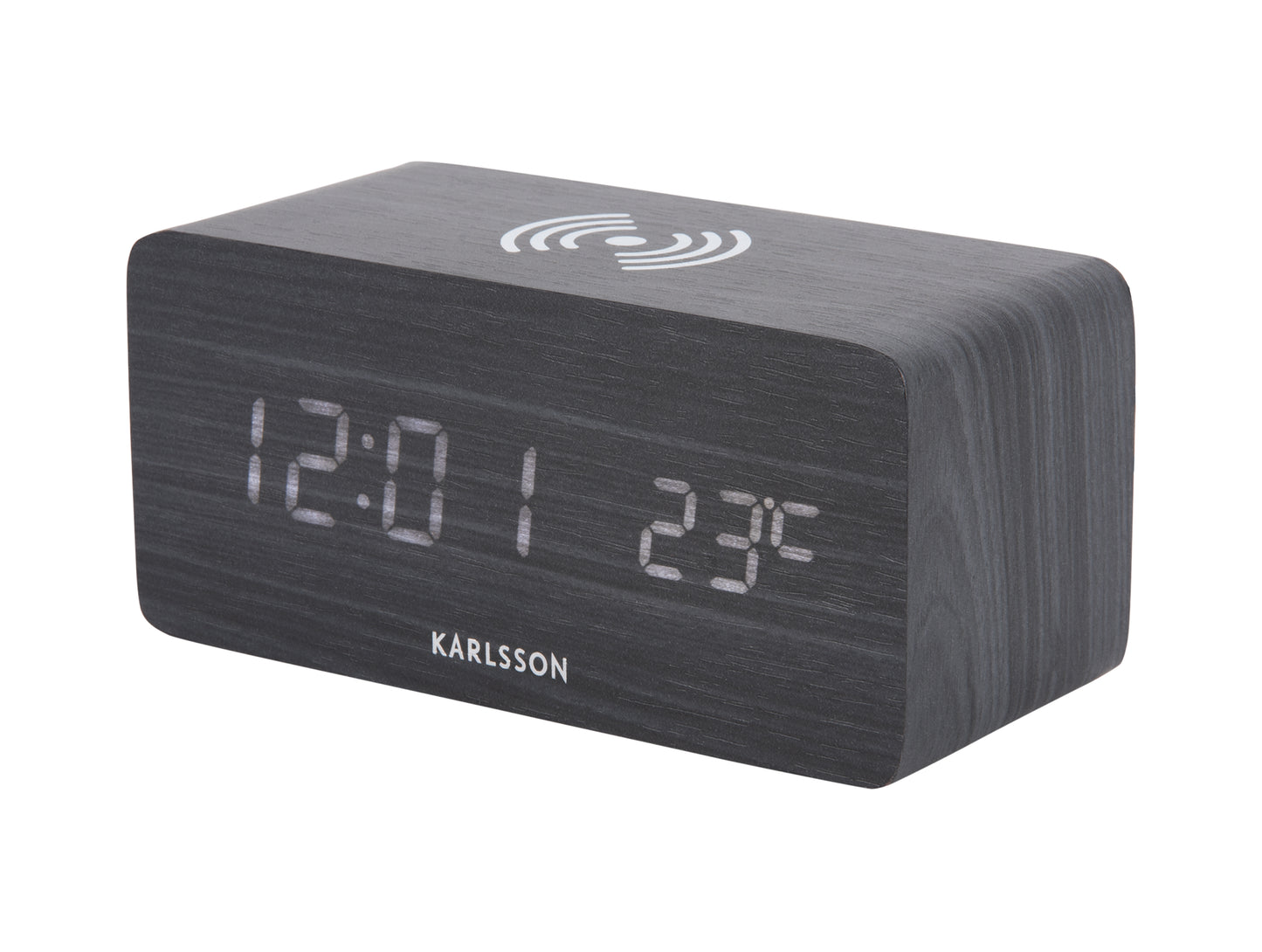 Block Alarm Clock with LED Display and Wireless Phone Charger