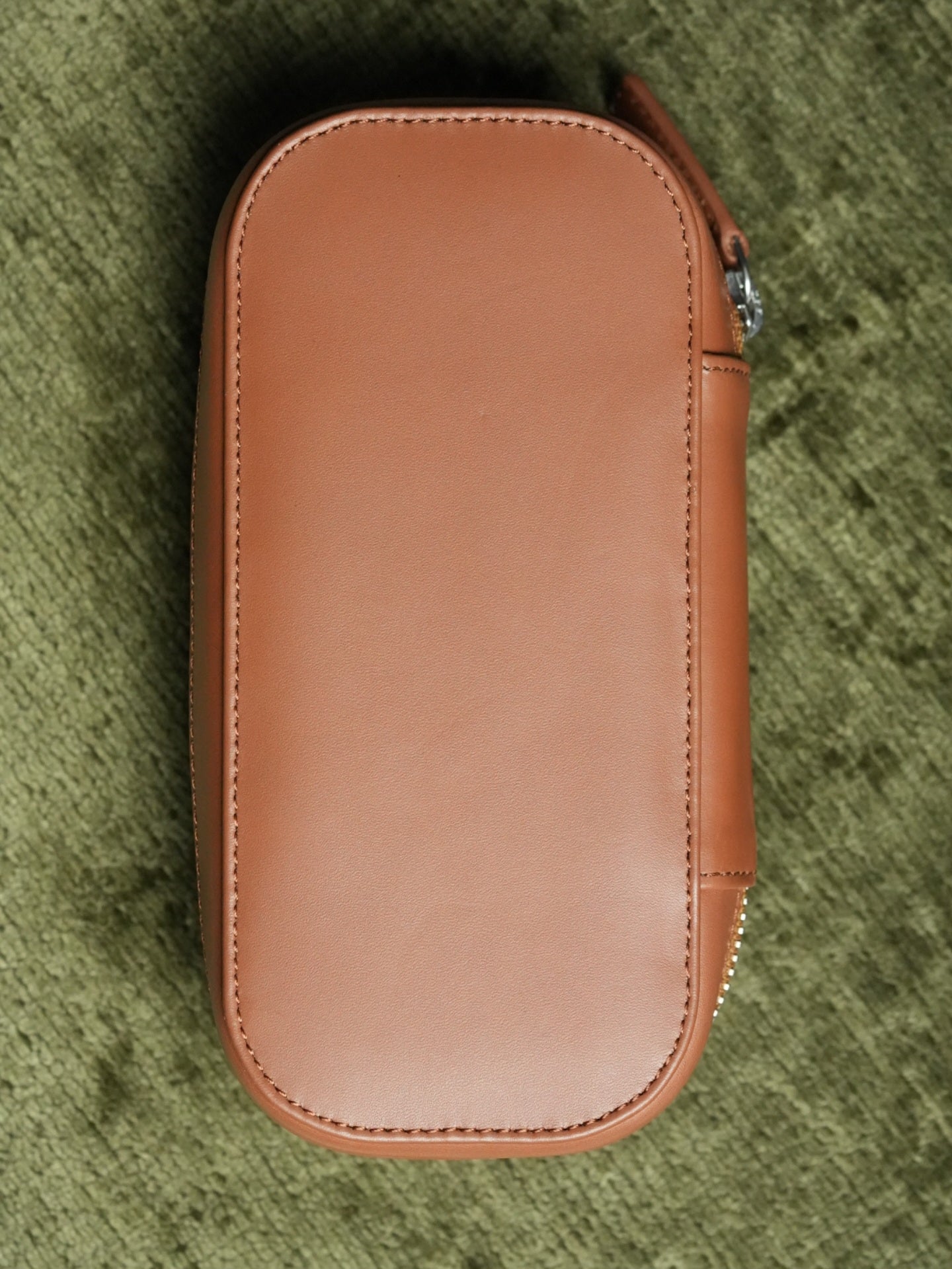 Leather Zip Pouch for Two Watches - Tan