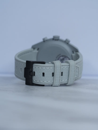 Omega X Swatch EarthPhase MoonSwatch Strap: Light Grey Rubber Woven