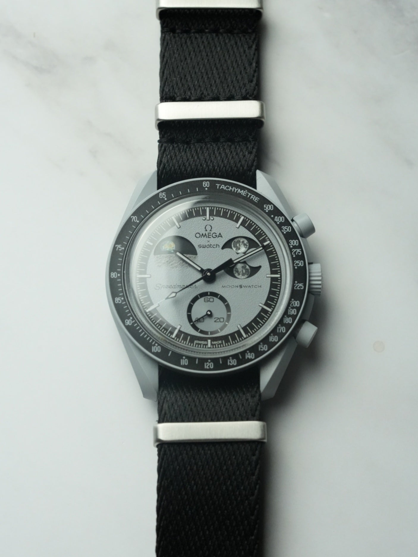 Omega X Swatch Earthphase MoonSwatch Strap: Premium NATO - Black