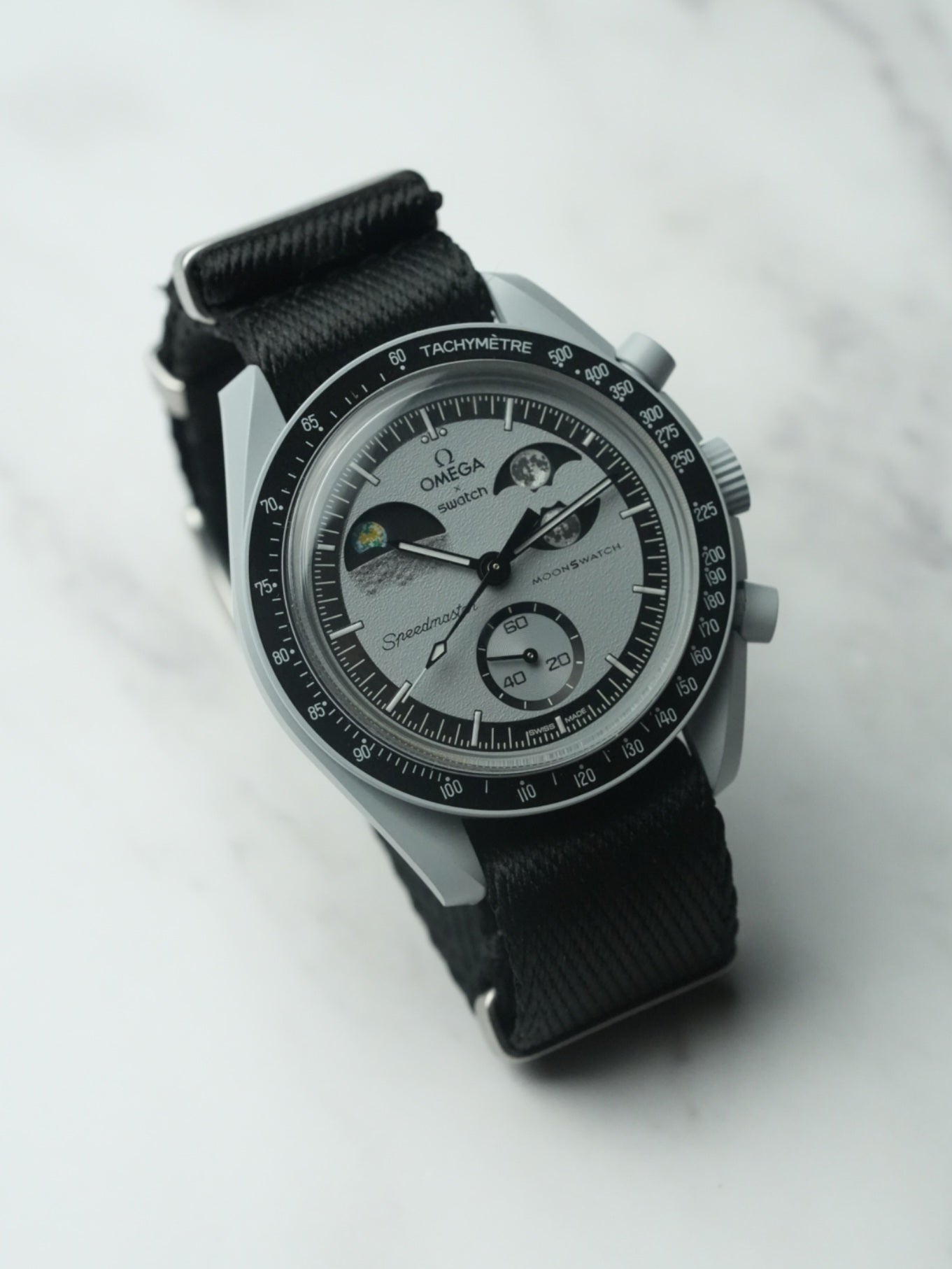 Omega X Swatch Earthphase MoonSwatch Strap: Premium NATO - Black