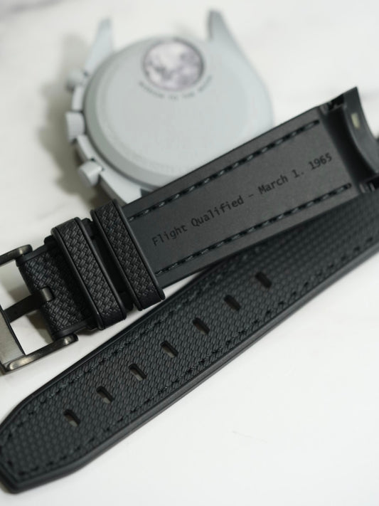 MoonSwatch 1965 'Flight Qualified' Rubber Woven Strap