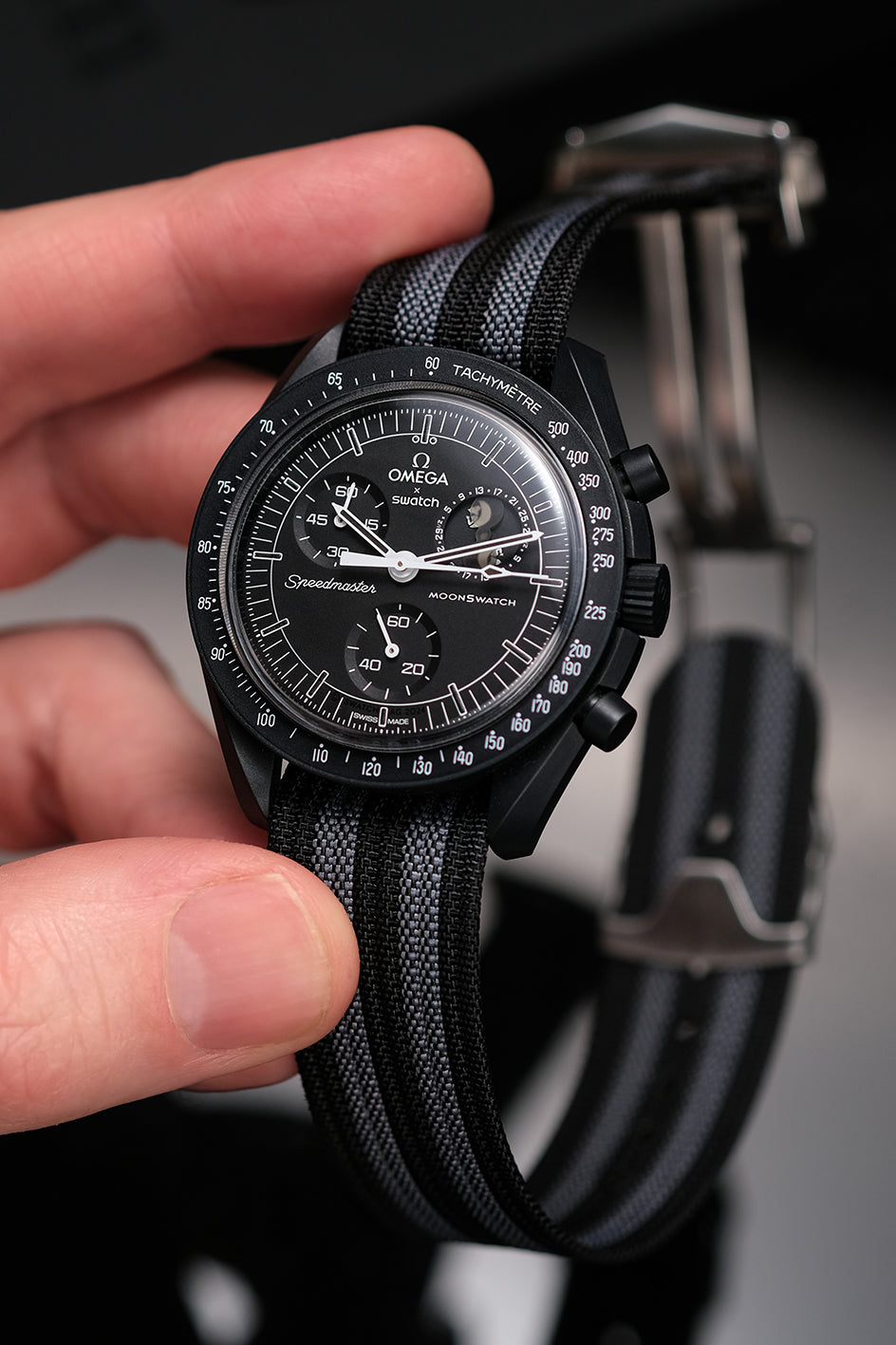 Nylon Strap with FKM Reinforced Notches - Deployant Clasp For MoonSwatch