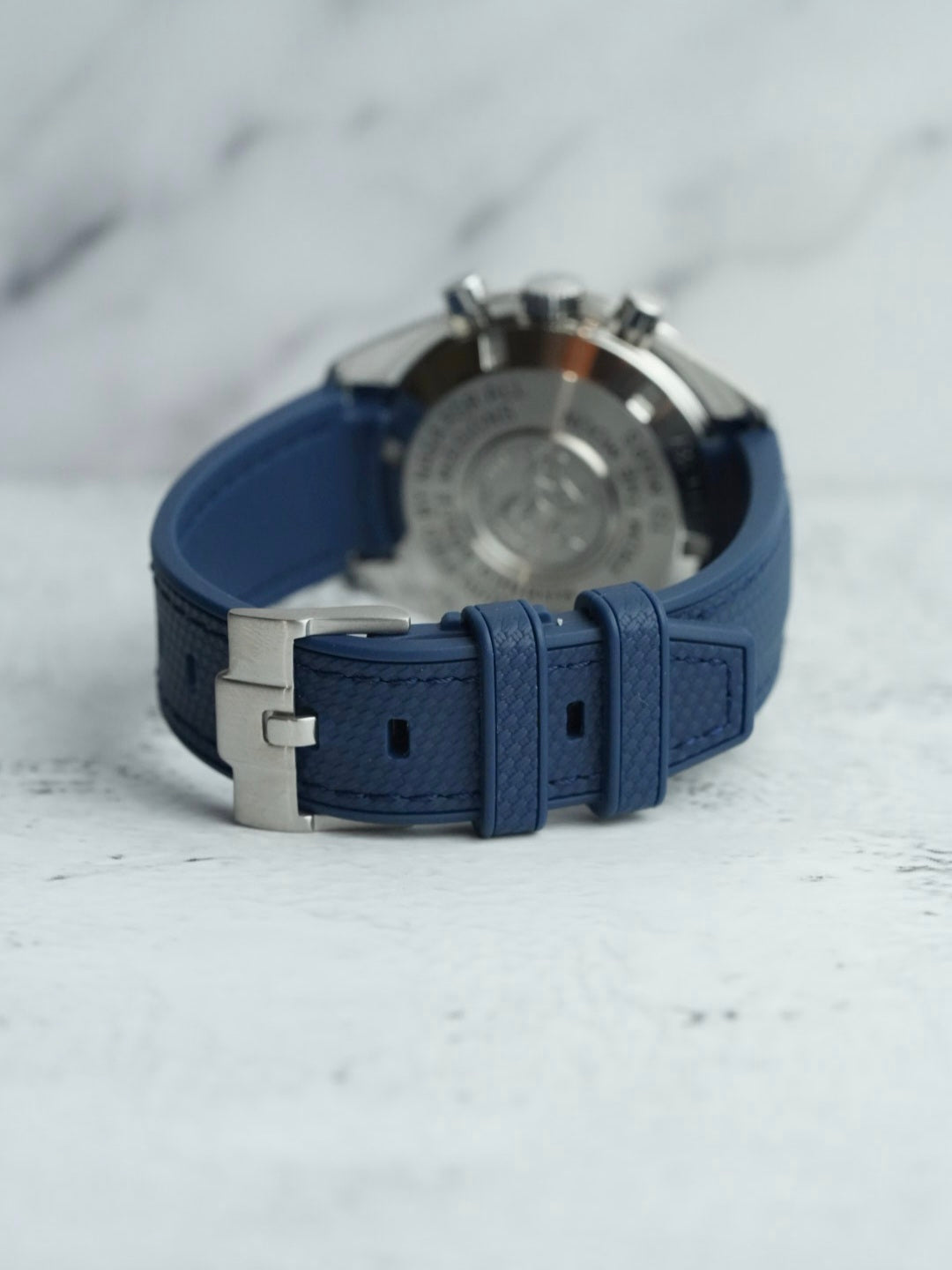 Navy Curved Rubber Strap For OMEGA Speedmaster Professional