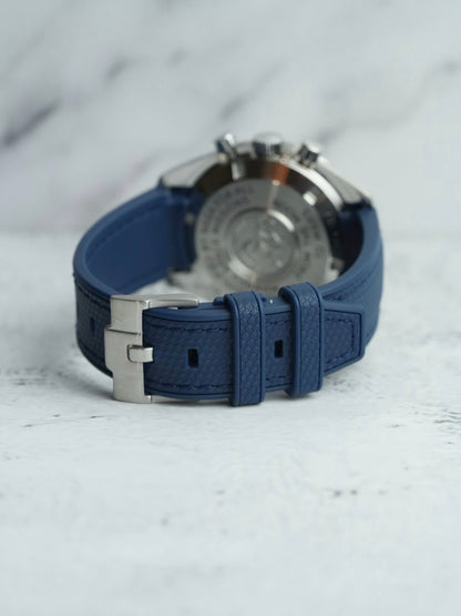 Navy Curved Rubber Strap For OMEGA Speedmaster Professional