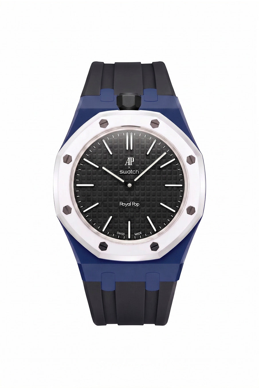 Ocho Negro Royal Pop Rubber Strap & Case | AP × Swatch – MGB WATCHES
