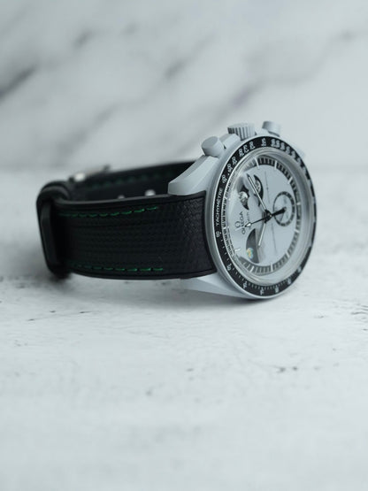 Omega X Swatch EarthPhase MoonSwatch Strap: Black & Green Rubber Woven