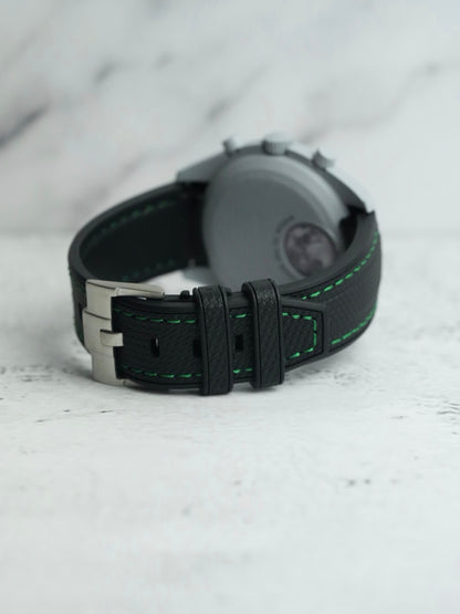 Omega X Swatch EarthPhase MoonSwatch Strap: Black & Green Rubber Woven