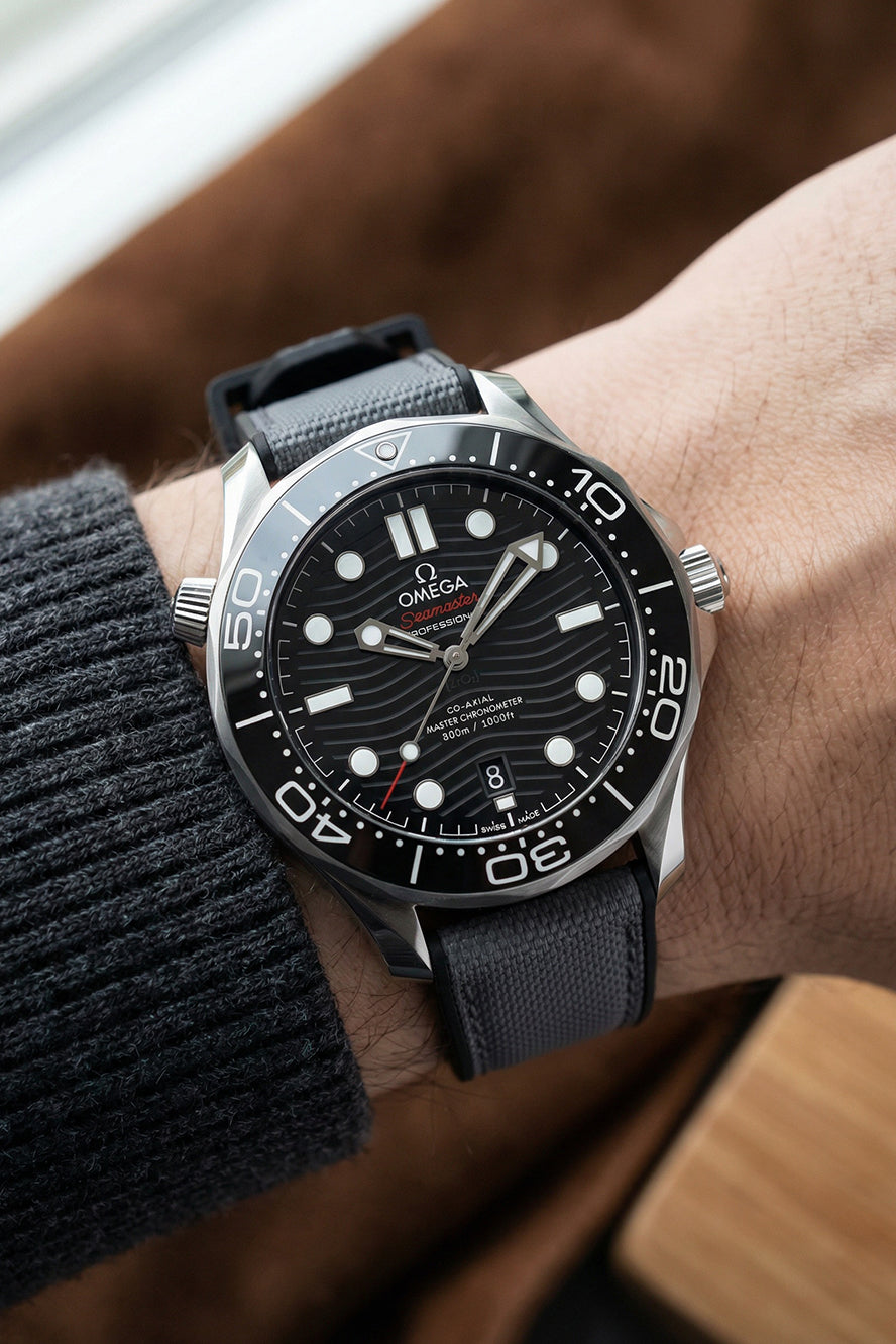 Omega Seamaster Diver 300M Sailcloth FKM Rubber Strap Replacement