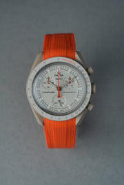 Rubber Curved Strap for Omega x Swatch MoonSwatch – Mission to Jupiter – Orange with Orange Stitch