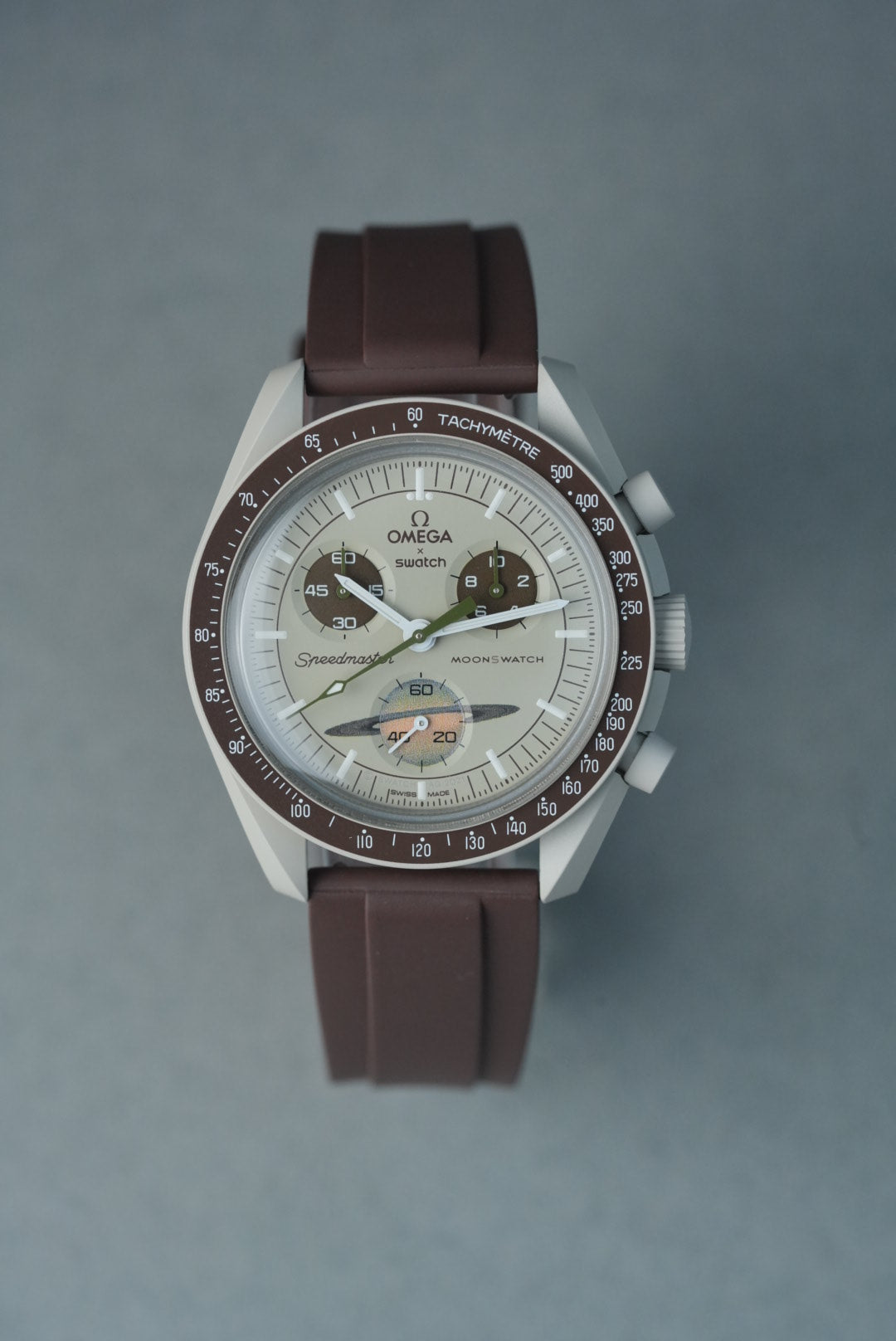 Rubber FKM Divers Strap for Omega x Swatch MoonSwatch – Mission To Saturn – Brown