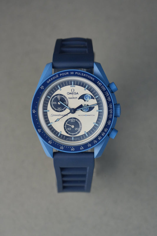 Rubber FKM Vented Strap for Swatch x Omega MoonSwatch – Super Blue MoonPhase – Navy