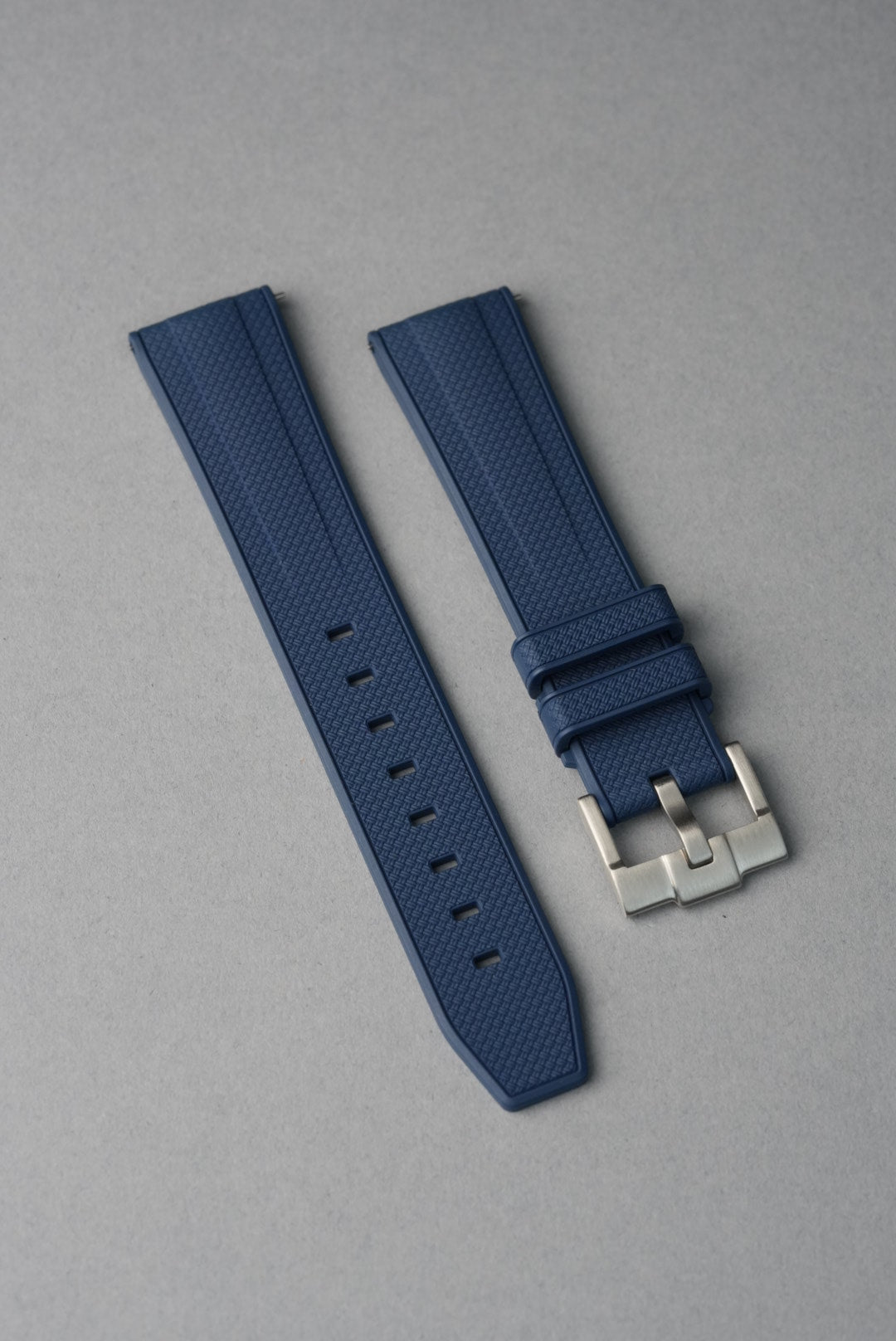 Rubber Woven Straight End Fit Strap - 20 mm to 22 mm blue replacement