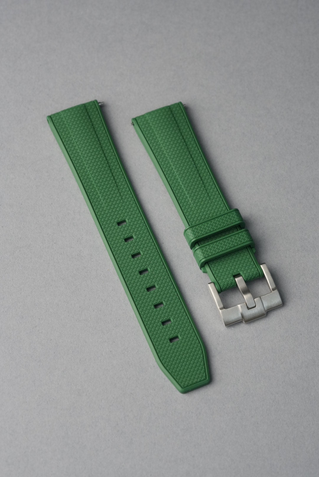 Rubber Woven Straight End Fit Strap - 20 mm to 22 mm green replacement