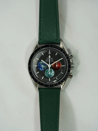 Italian Saffiano Leather For OMEGA Speedmaster Professional - Green