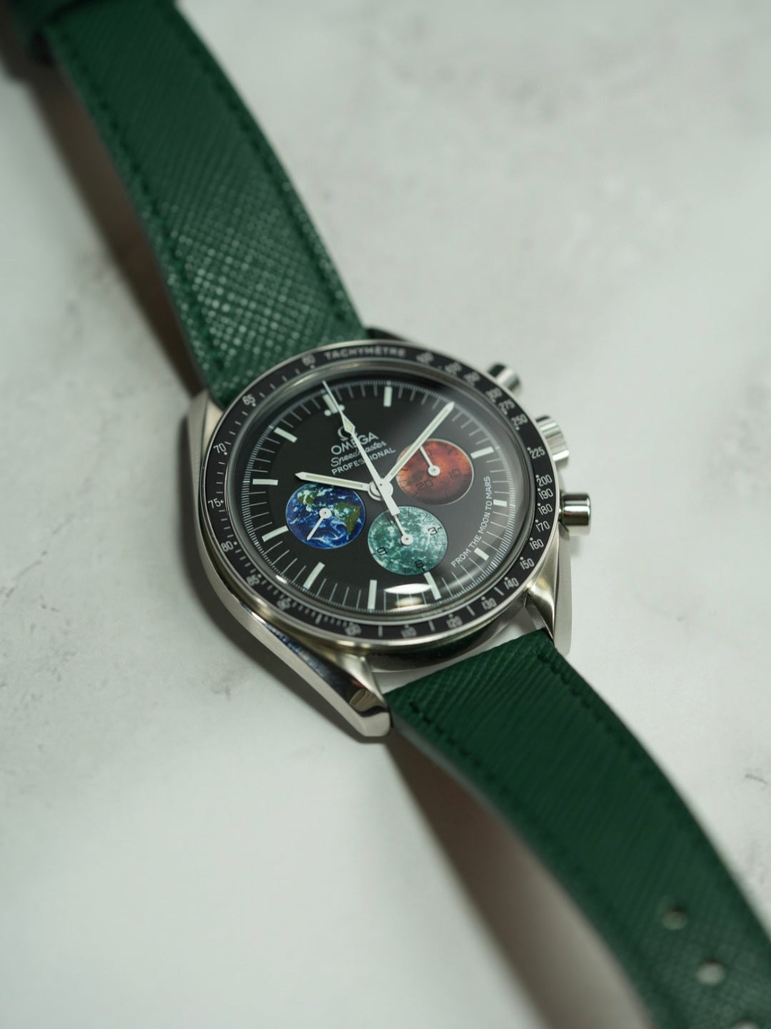 Italian Saffiano Leather For OMEGA Speedmaster Professional - Green