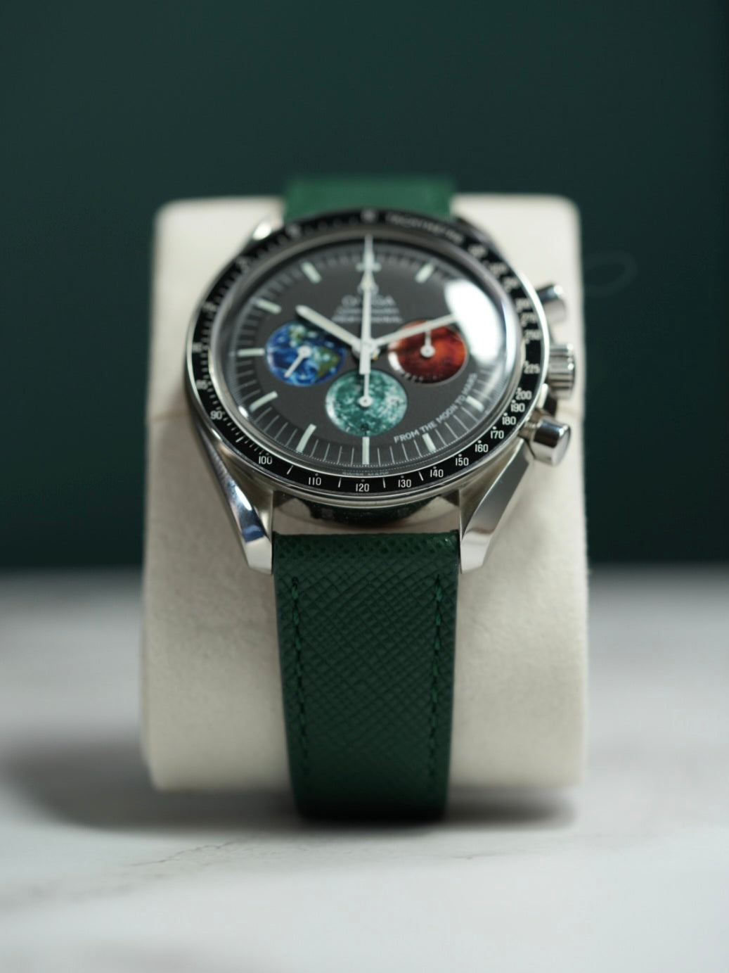 Italian Saffiano Leather For OMEGA Speedmaster Professional - Green