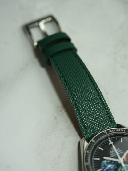 Italian Saffiano Leather For OMEGA Speedmaster Professional - Green