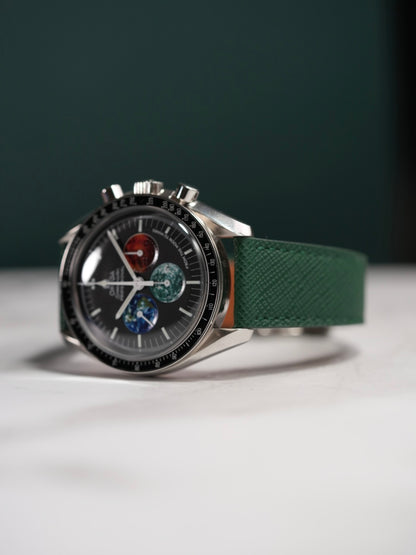 Italian Saffiano Leather For OMEGA Speedmaster Professional - Green