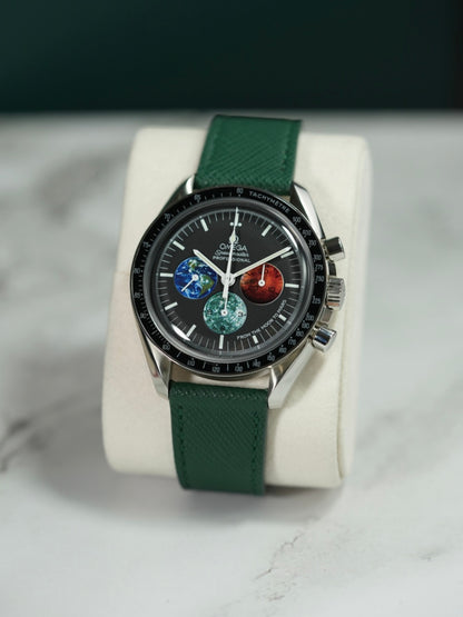 Italian Saffiano Leather For OMEGA Speedmaster Professional - Green